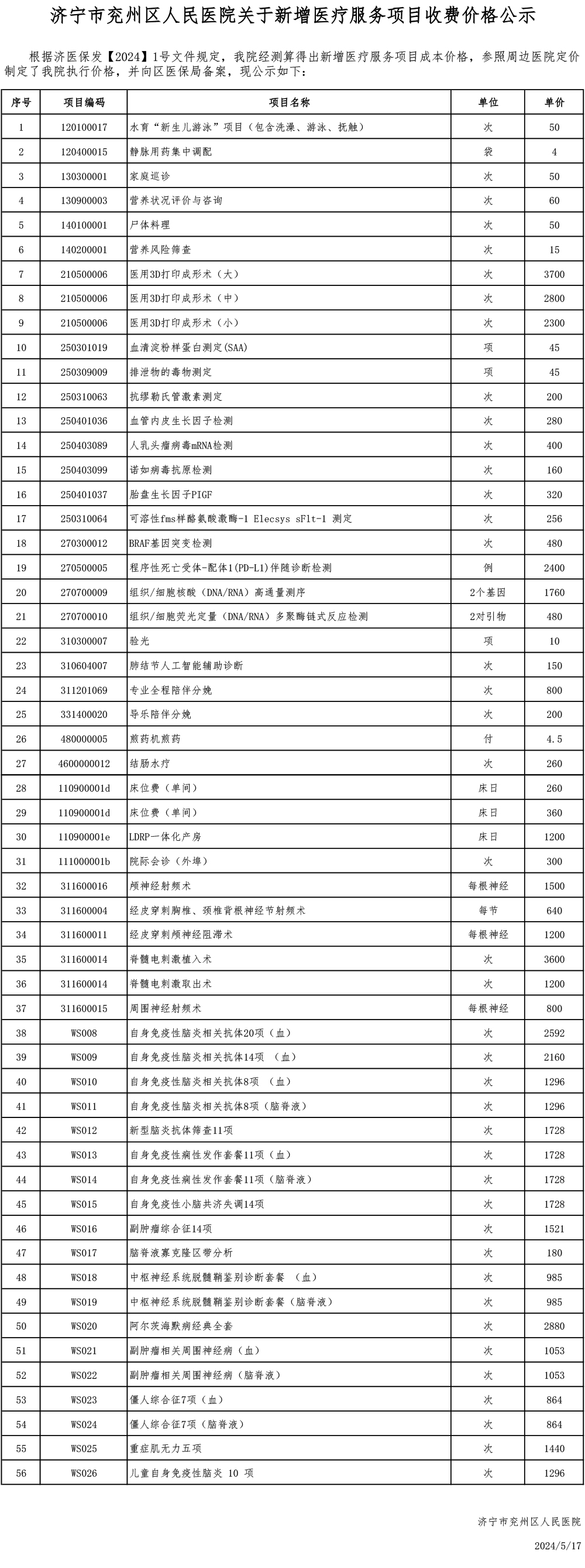济宁市兖州区人民医院关于新增医疗服务项目收费价格公示-1.jpg